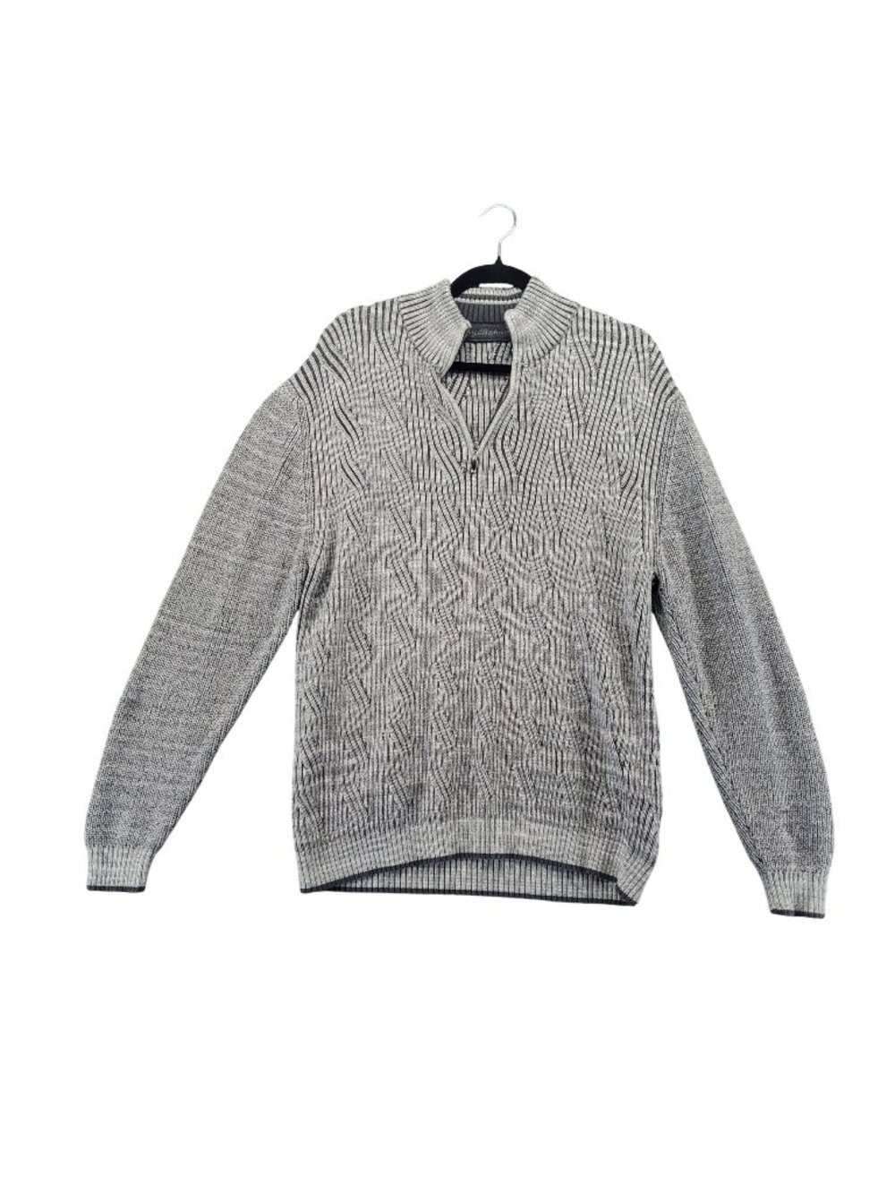 Tommy Bahama Sweater Mens XL Gray Cable Knit 1/4 Zip 100% Cotton